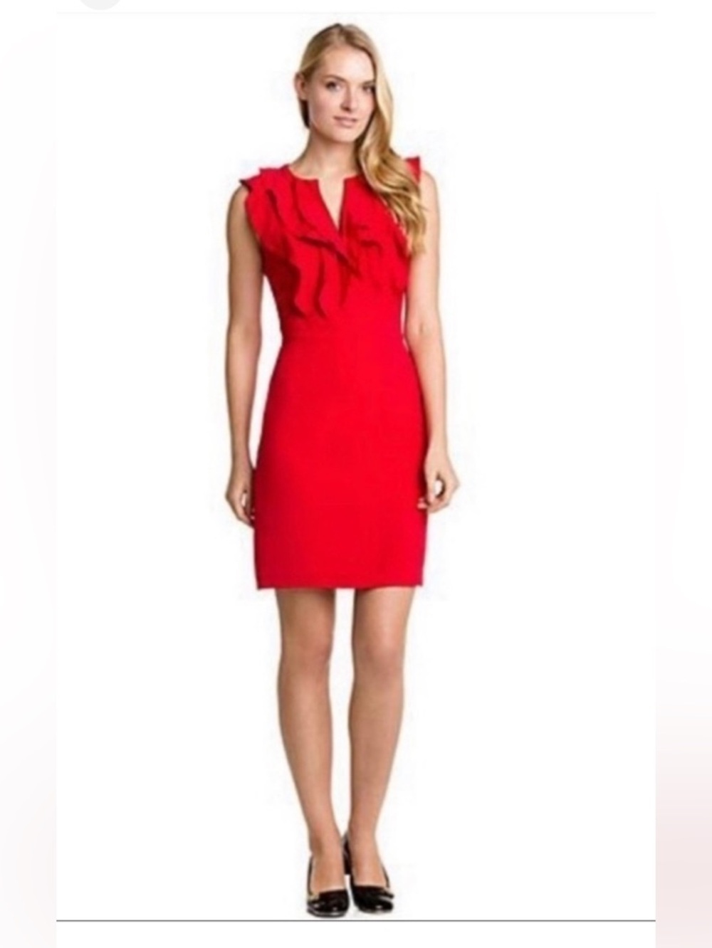 Tory Burch Raeca Silk Dress in Russian Red sz 10 Silk Lined Sleeveless Ruffle